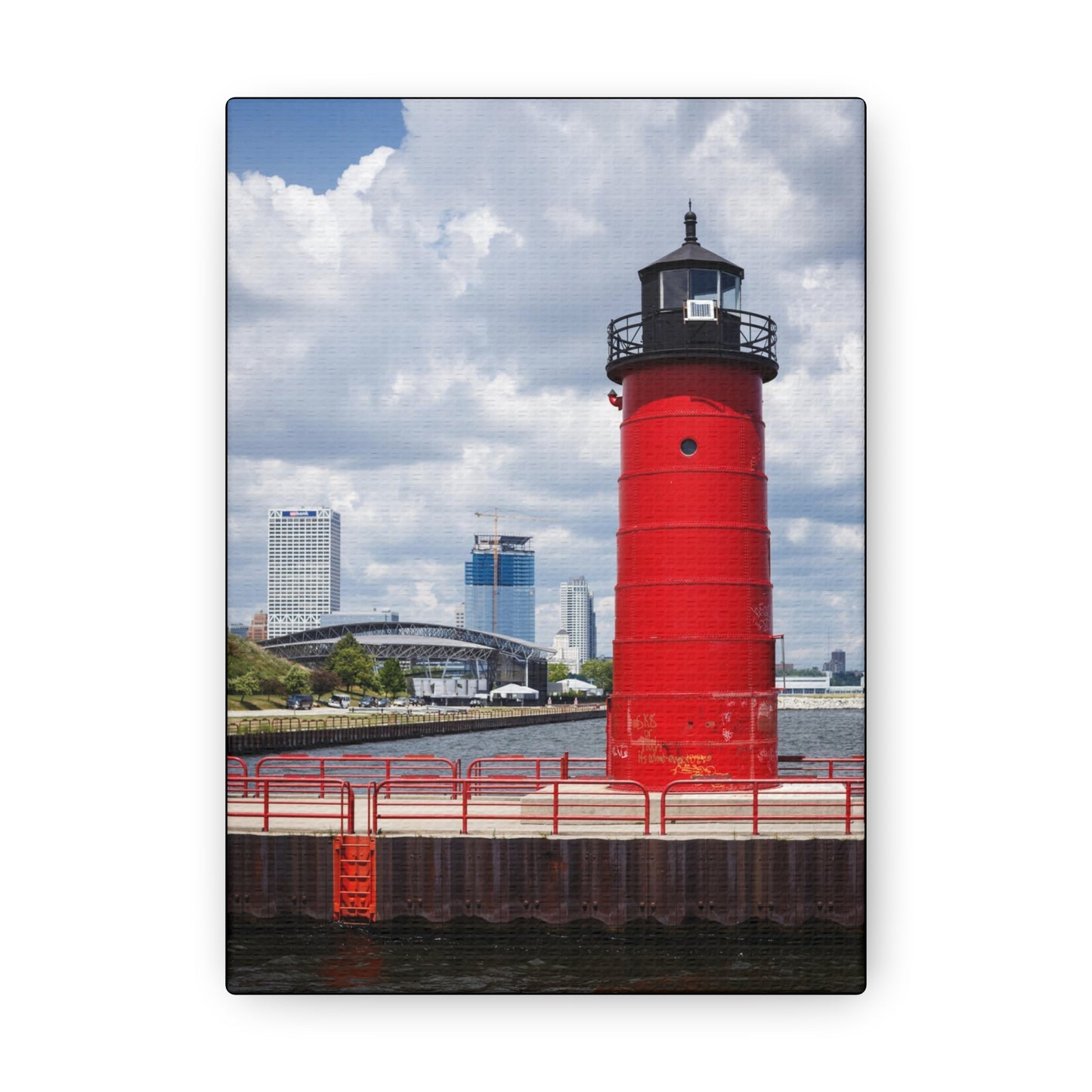 Phare et horizon de Milwaukee Wisconsin ; Milwaukee Pierhead Light, Photographie Toile Wrap Wall Art