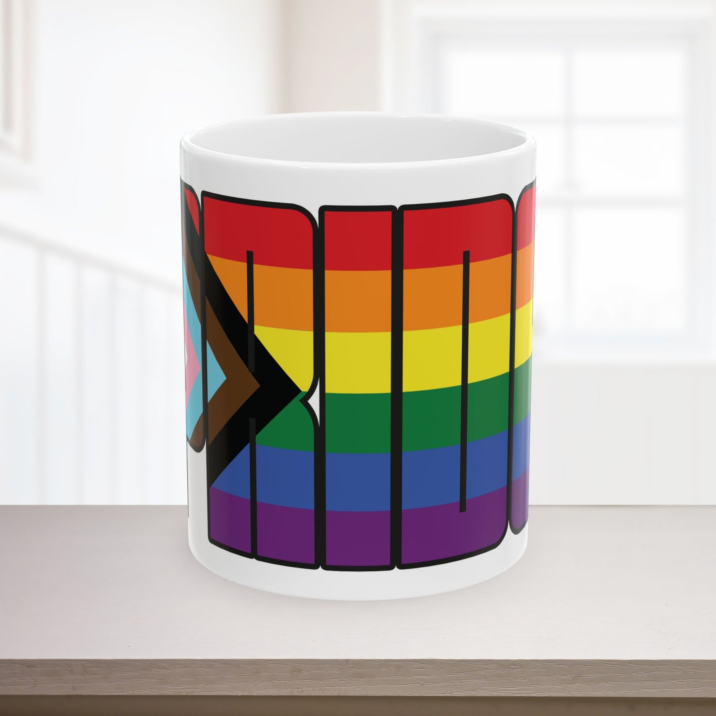 Rainbow Progress Pride 11oz or 15oz Black or White Ceramic Mug