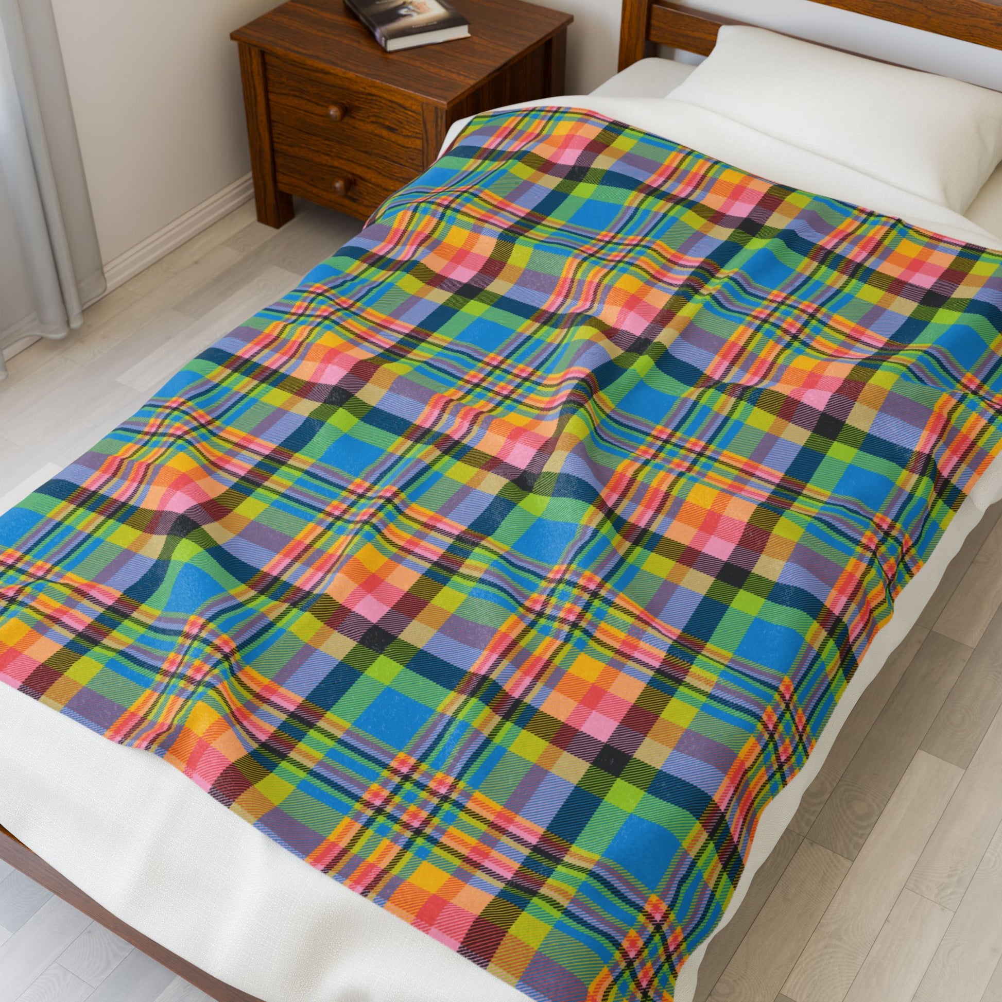 Queer Pride Plaid Velveteen Plush Blanket