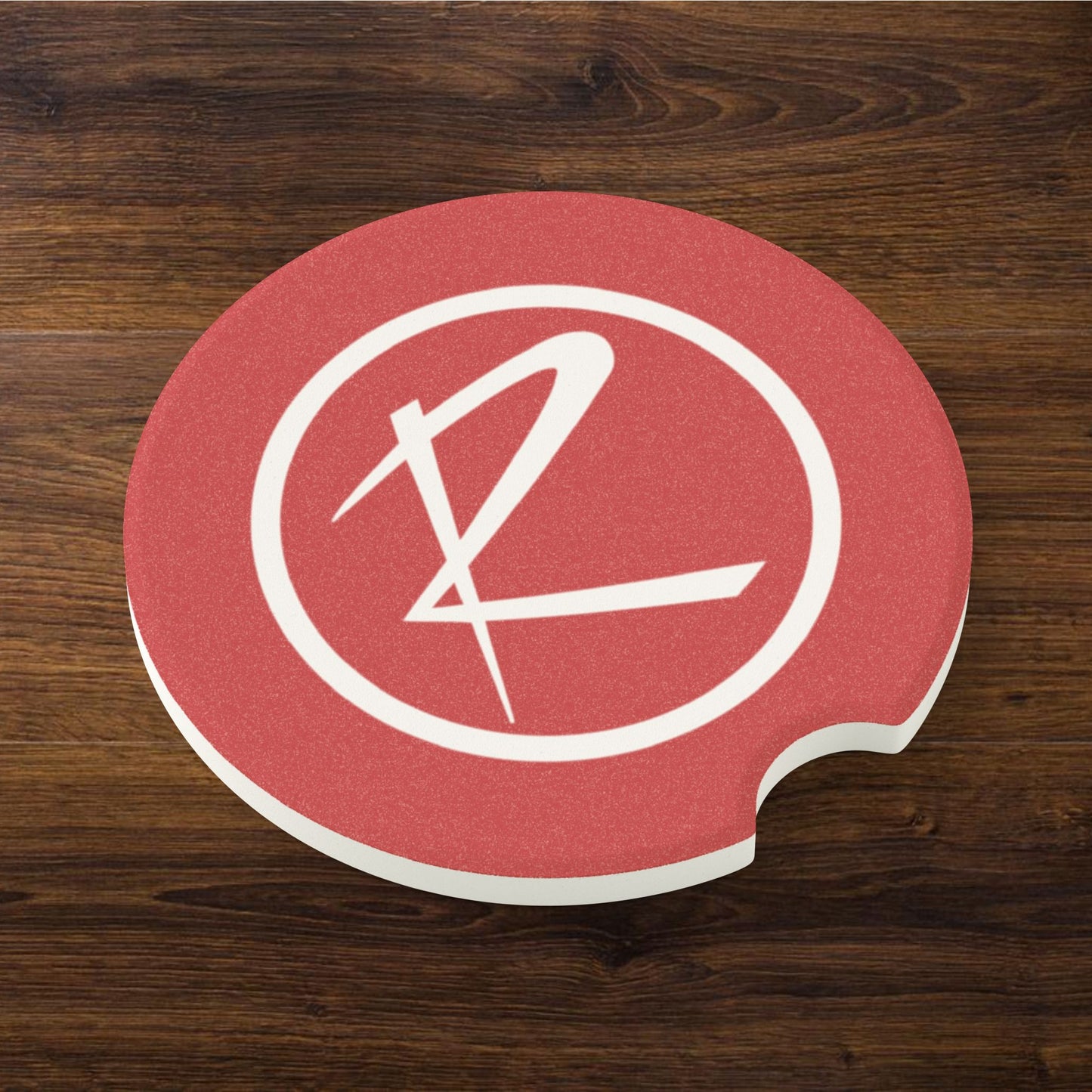 Rambler White Logo Red Soapstone Car Cup-Holder Coaster