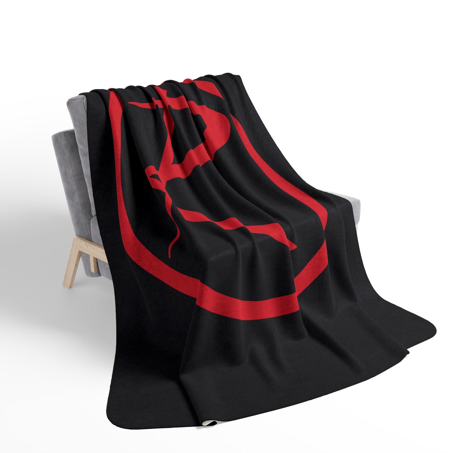 Rambler Red Logo Black Fleece Sherpa Blanket