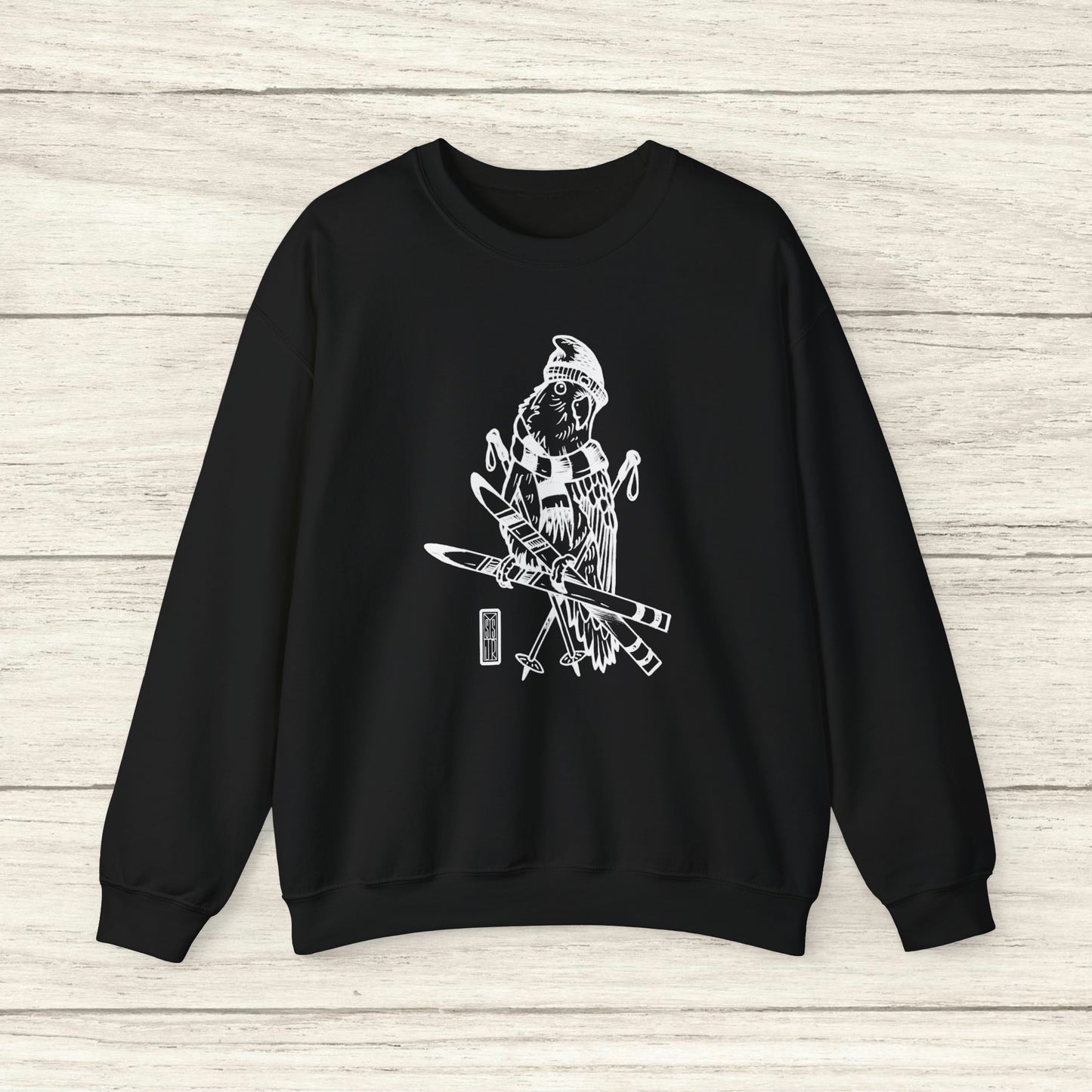 Lovebird va a esquiar, sudadera con cuello redondo Line Art