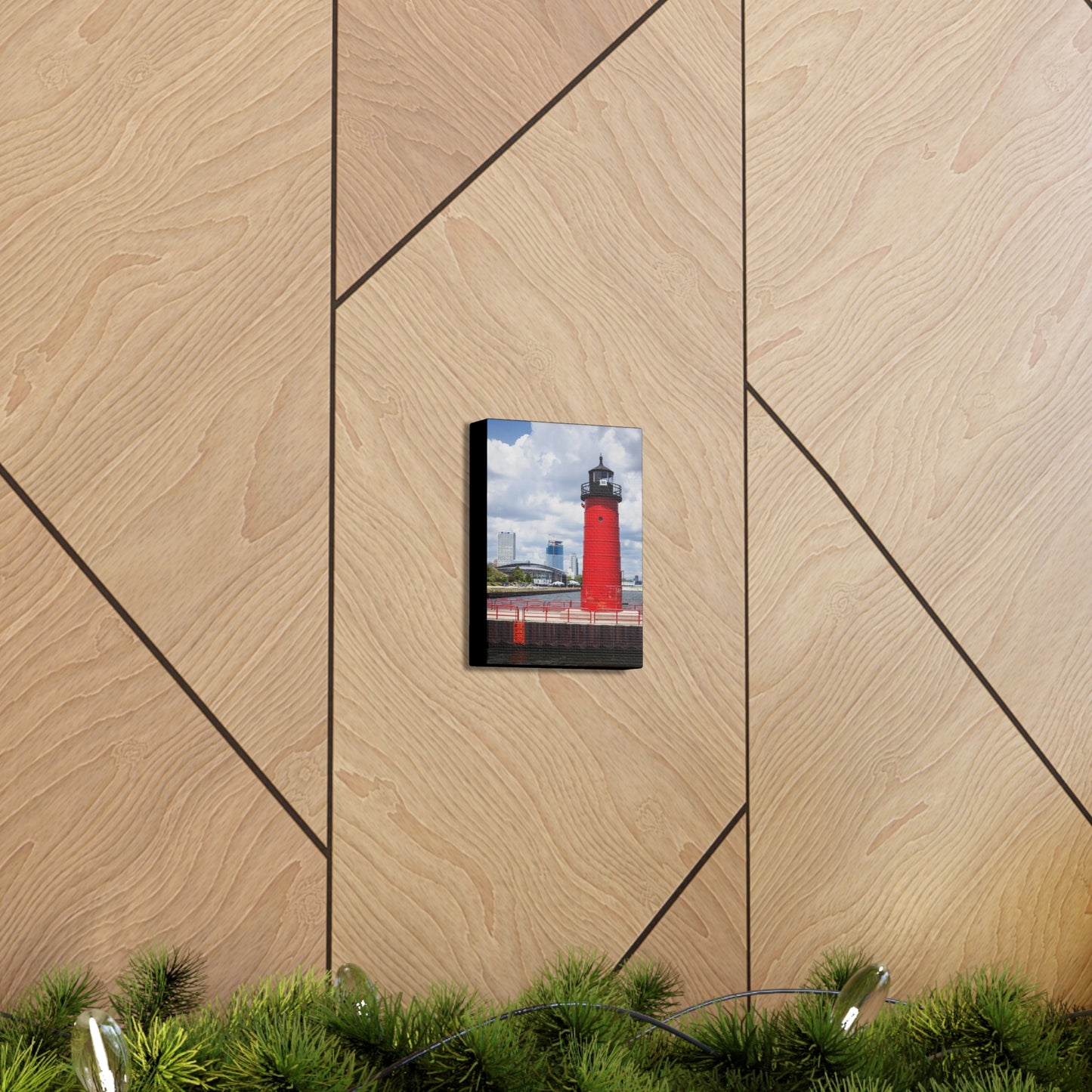 Phare et horizon de Milwaukee Wisconsin ; Milwaukee Pierhead Light, Photographie Toile Wrap Wall Art