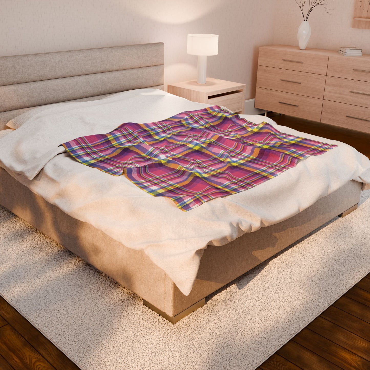 Bigender Yellow Pride Plaid Velveteen Plush Blanket