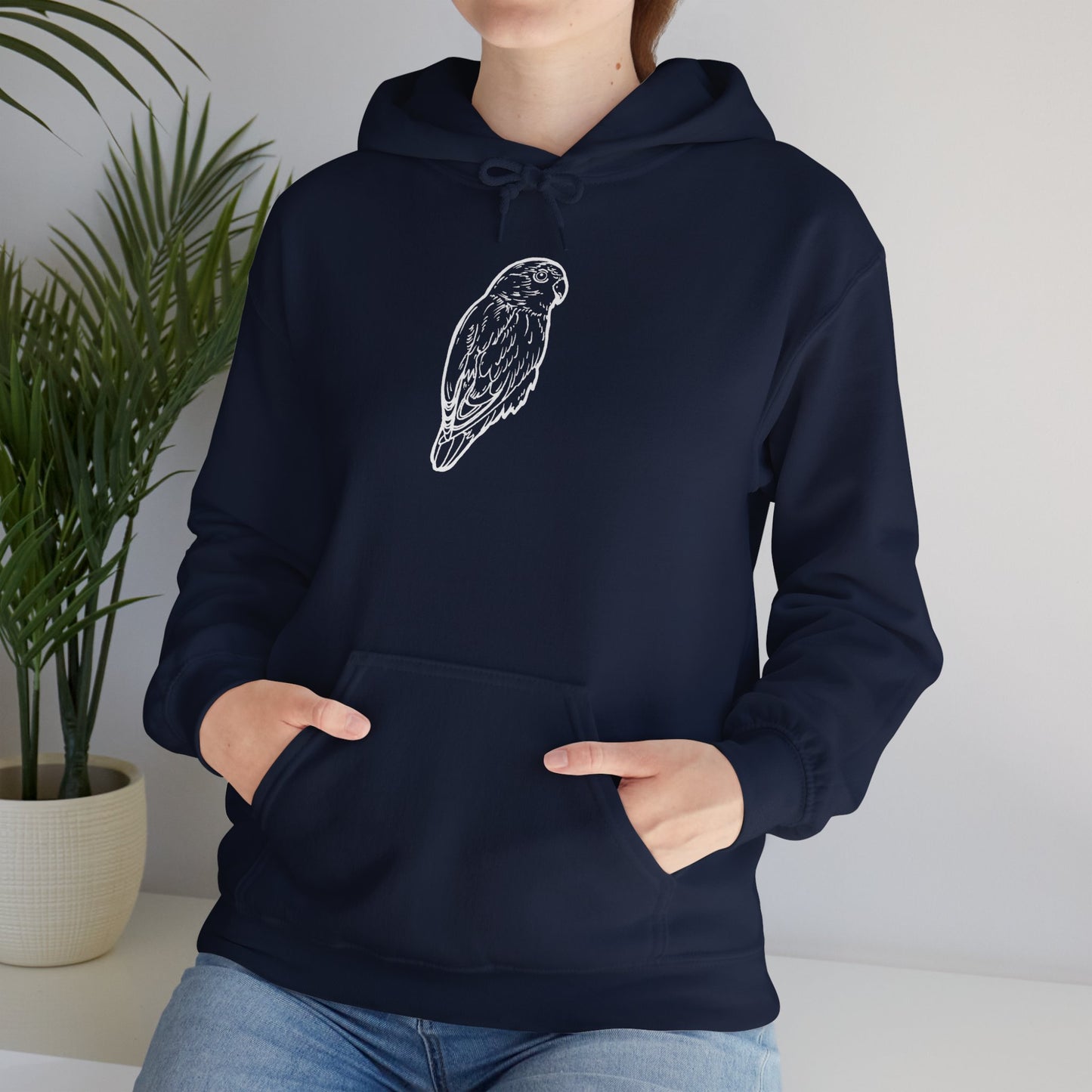 Cuddly Lovebird, Line Art Hoodie