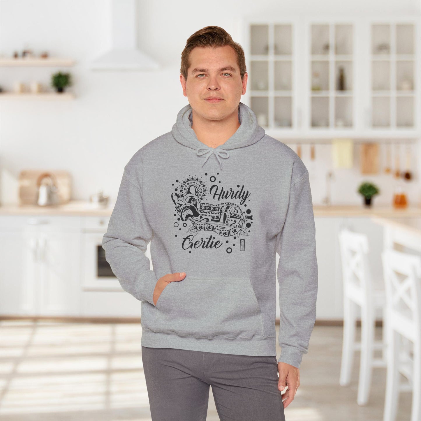 Hurdy Gertie Hooded Sweatshirt, Frenchton Dog Line Art Hoodie