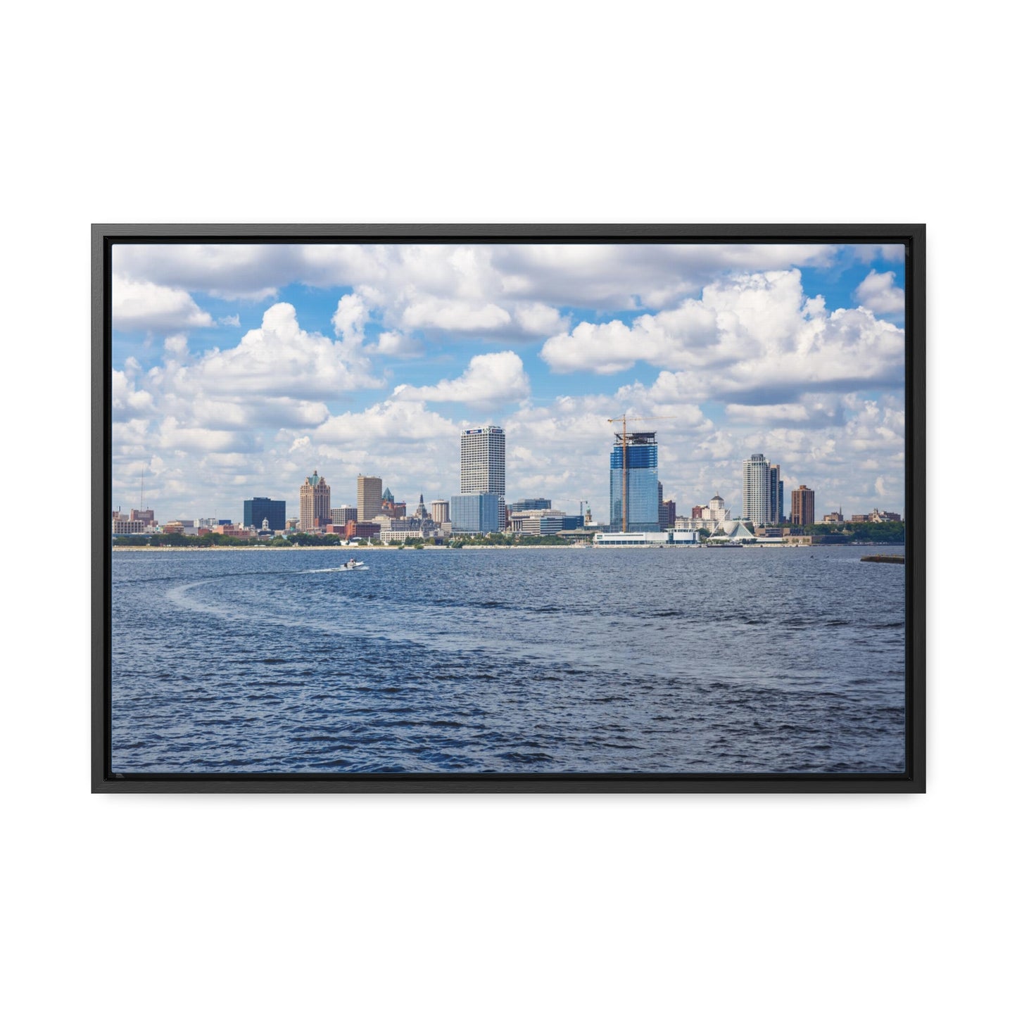 Milwaukee Wisconsin Skyline du lac Michigan, photographie encadrée sur toile