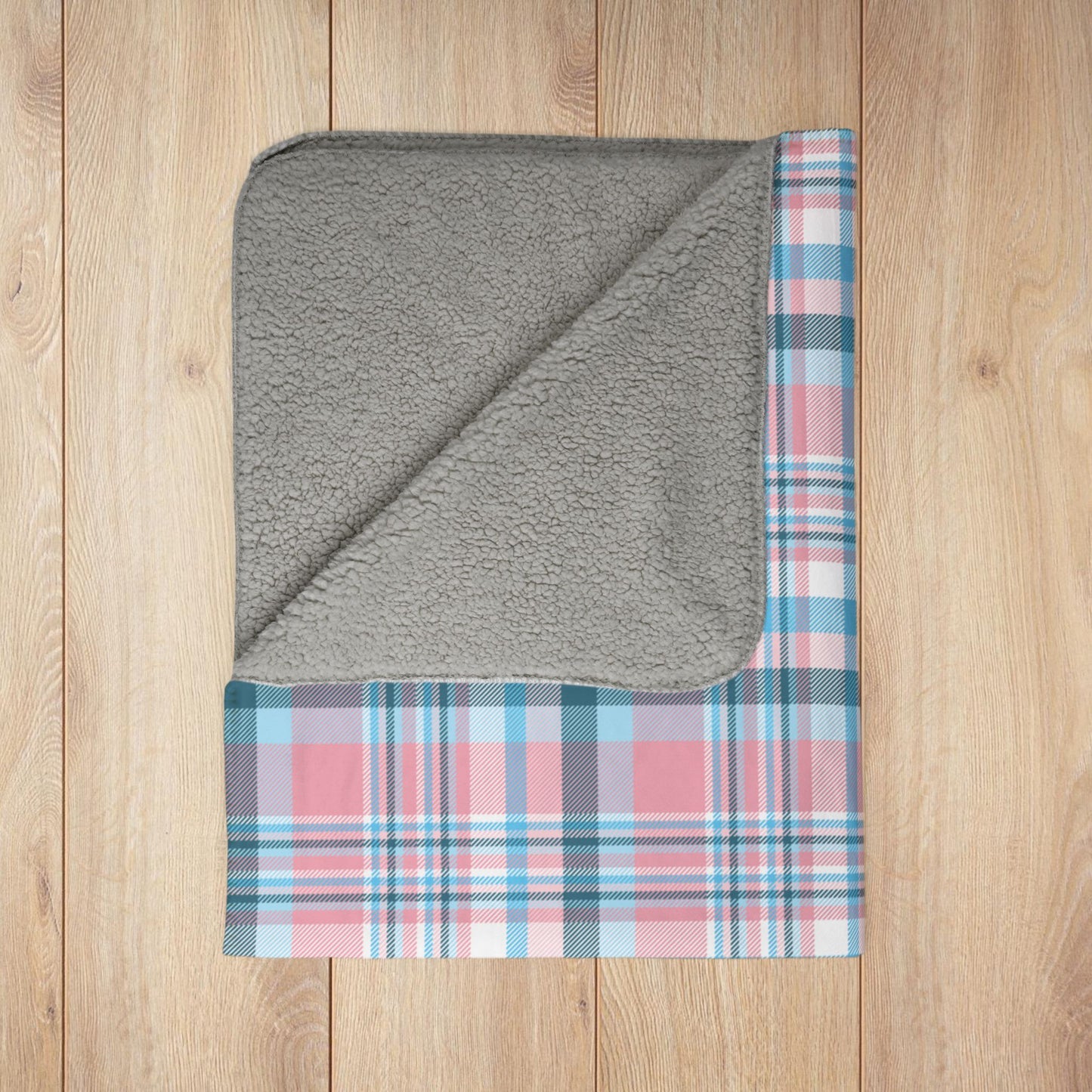 Transgender Pride Plaid Fleece Sherpa Blanket