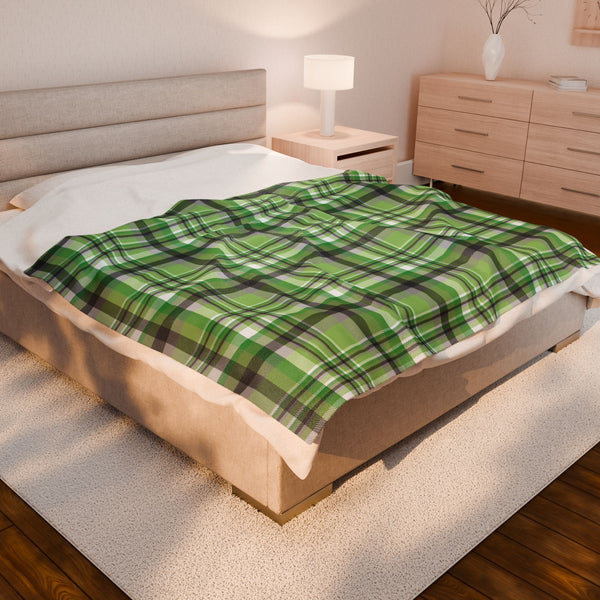 60" × 80" Aromantic Pride Plaid Velveteen Plush Blanket