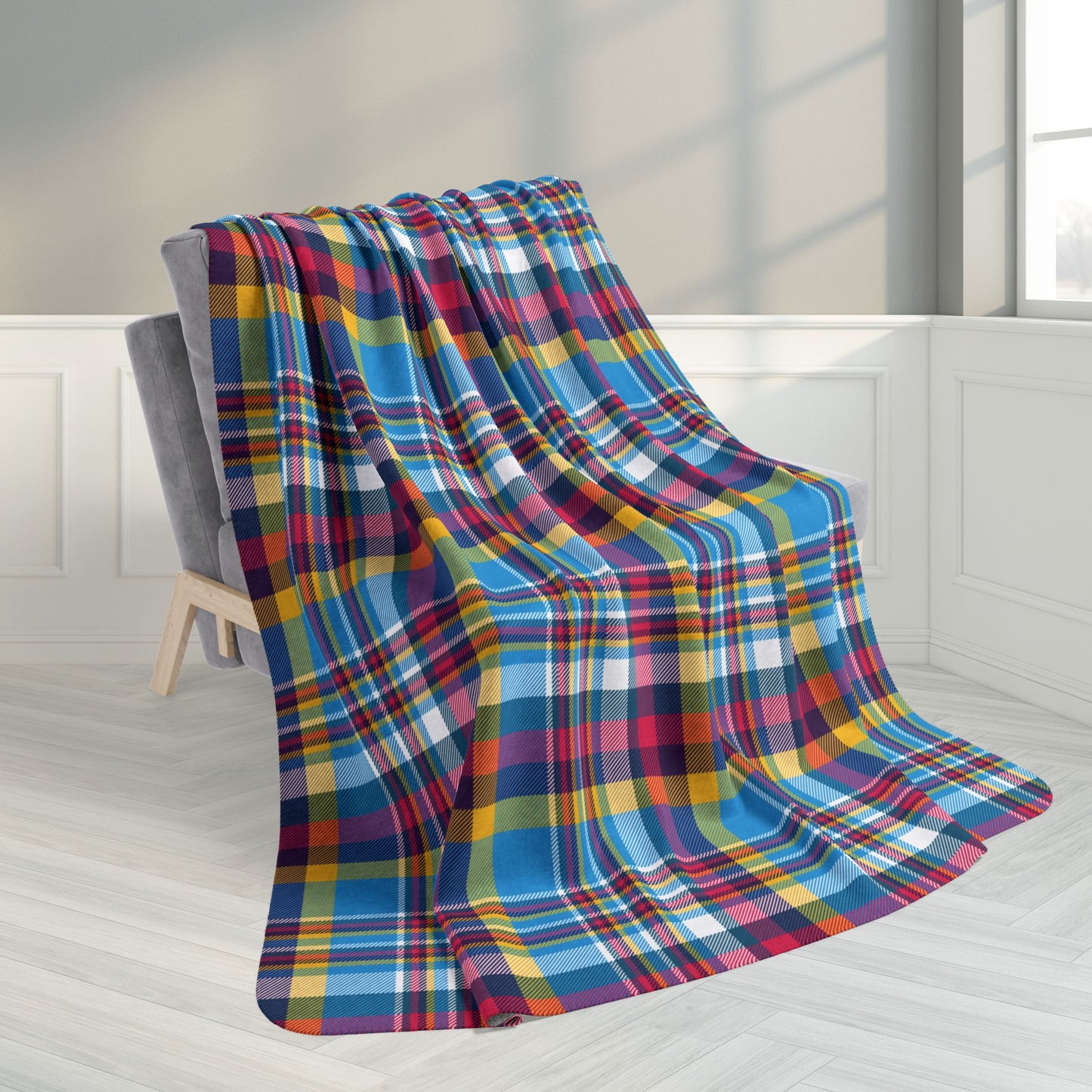 60" × 80" Polyamory Pride Plaid Fleece Sherpa Blanket