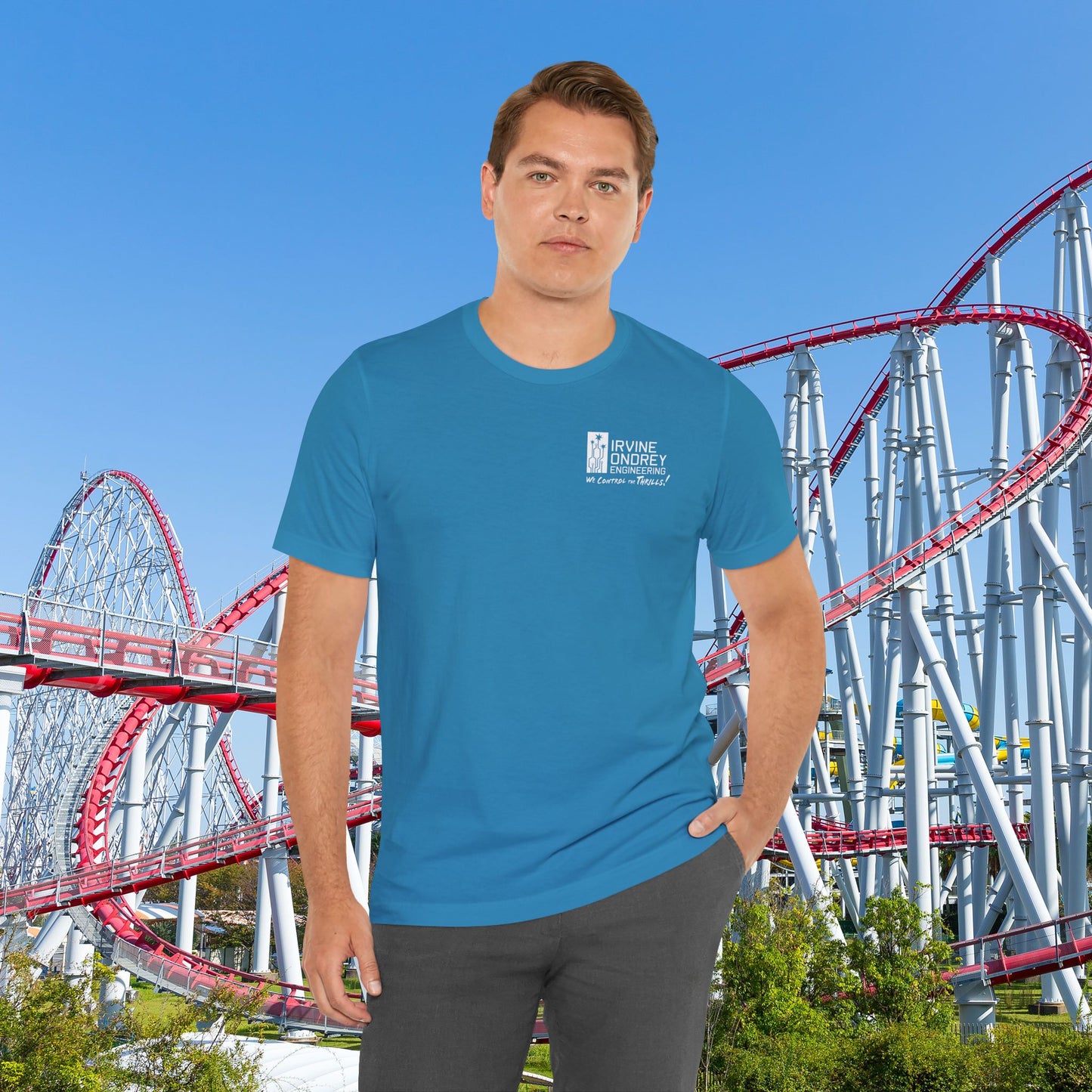 I Just Wanna Play Pickleball & Ride Roller Coasters Tee (BACK graphic) • Irvine Ondrey Engineering