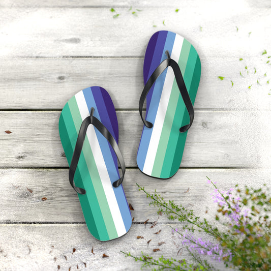 L Black sole Gay Men Pride Flip Flops