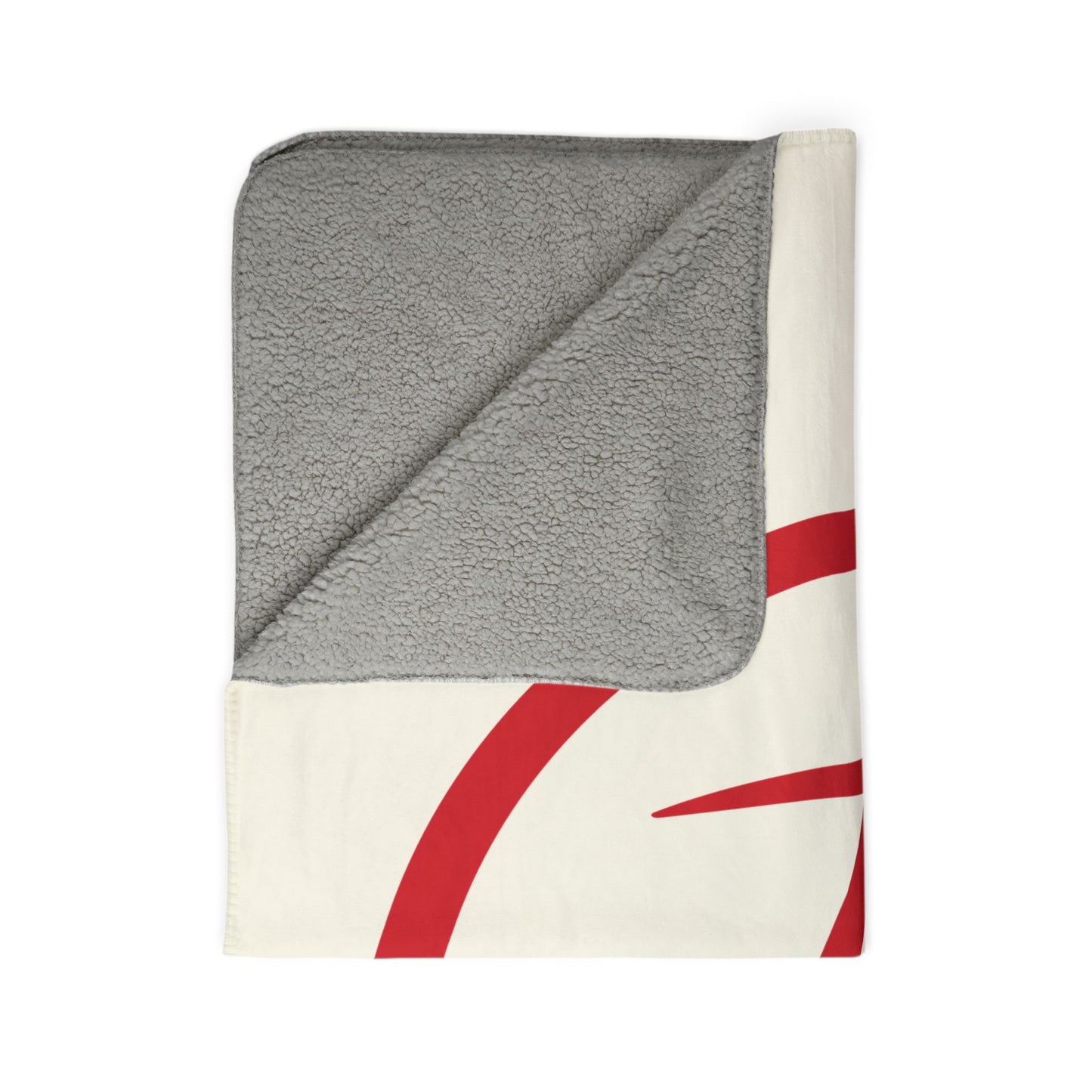 Rambler Red Logo Cream Fleece Sherpa Blanket