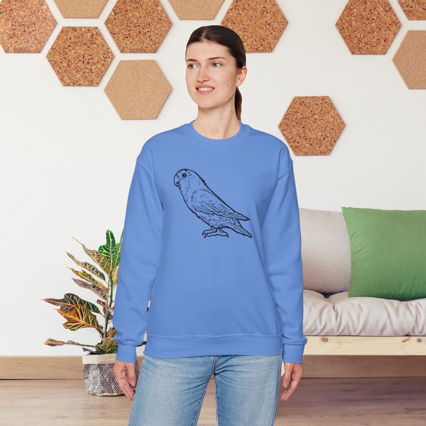 Holly Girl, Sweat-shirt à col rond Lovebird Line Art