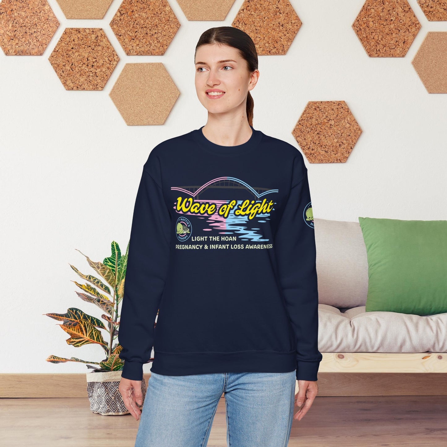 Mattie's Memory Wave of Light, Light the Hoan Bridge Sweatshirt, Milwaukee Wisconsin Infant & Pregnancy Loss Charity