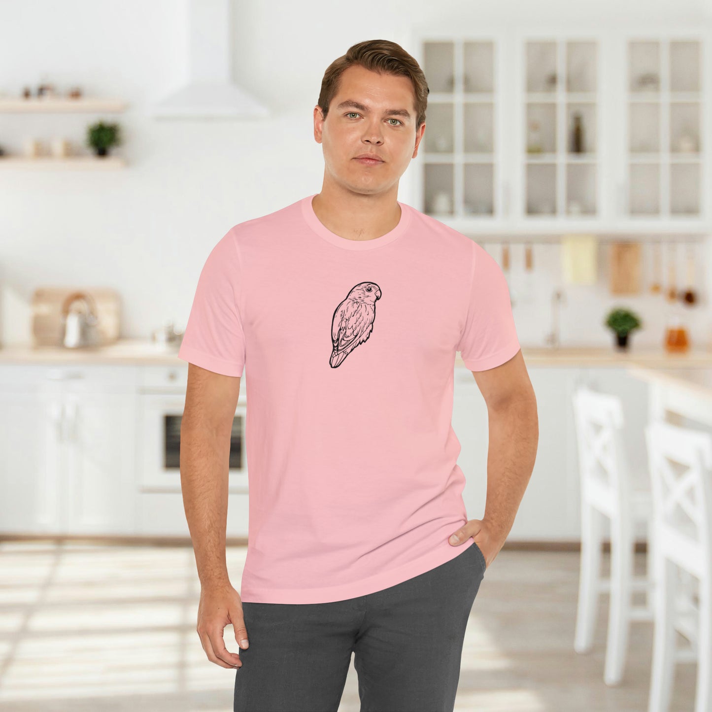 Cuddly Lovebird, Line Art Tee