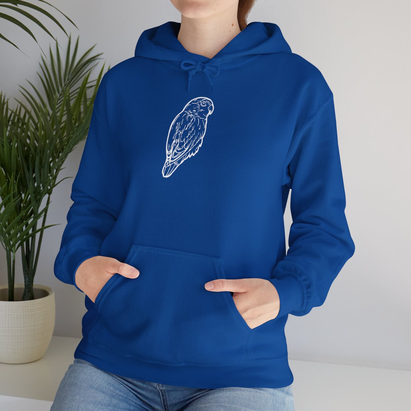 Cuddly Lovebird, Line Art Hoodie
