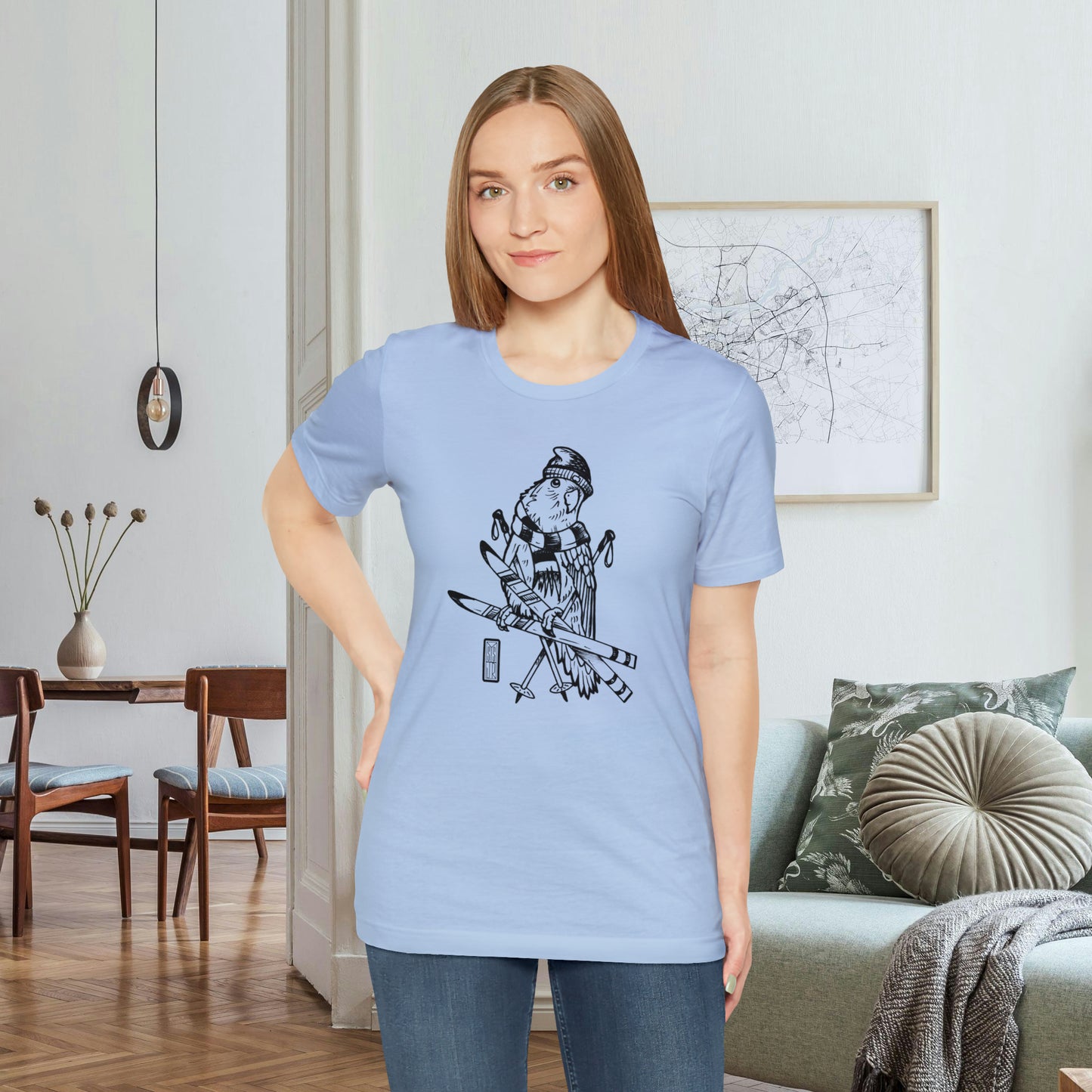Lovebird Goes Skiing, Line Art Tee