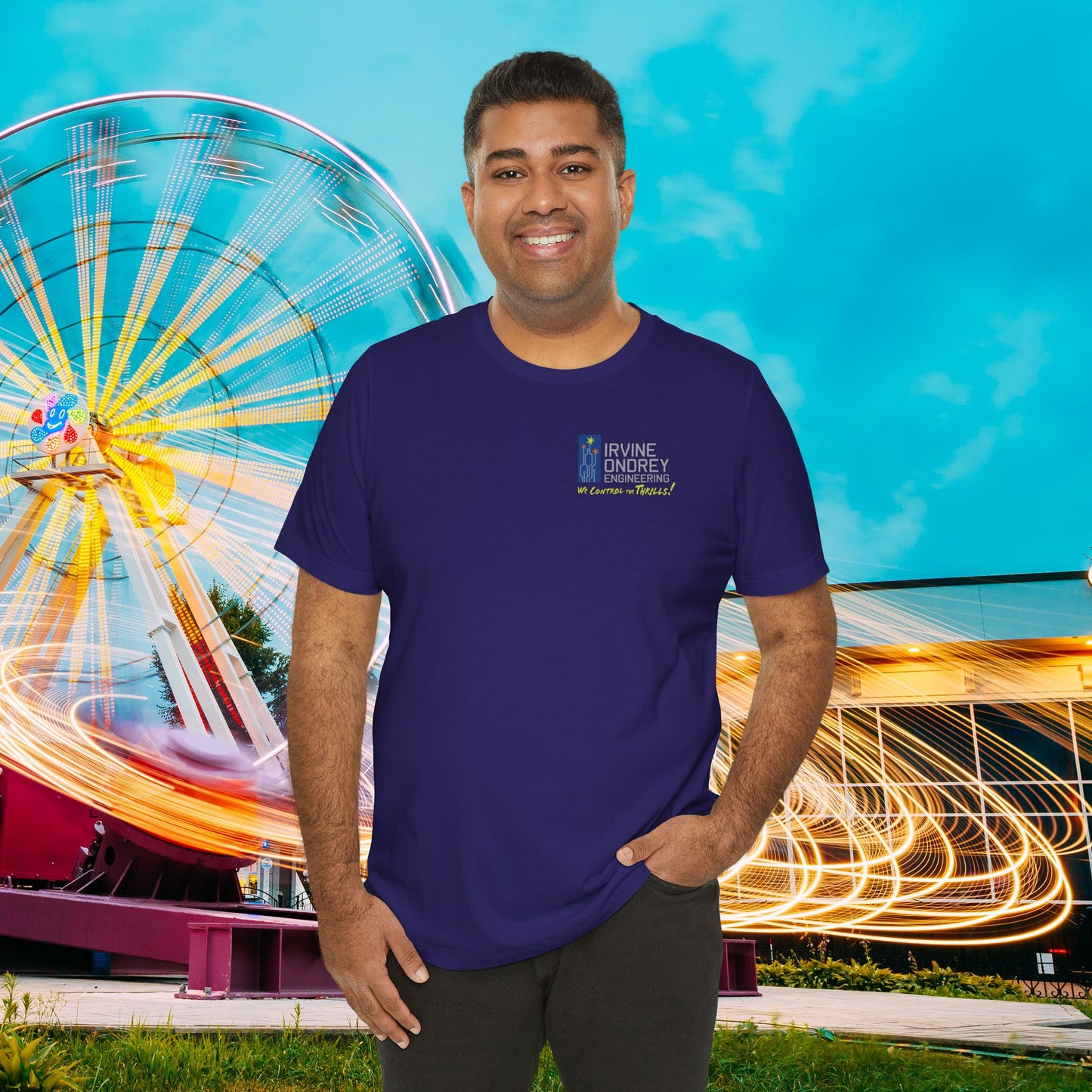 I Just Wanna Watch Baseball & Ride Roller Coasters Tee (BACK graphic) • Irvine Ondrey Engineering
