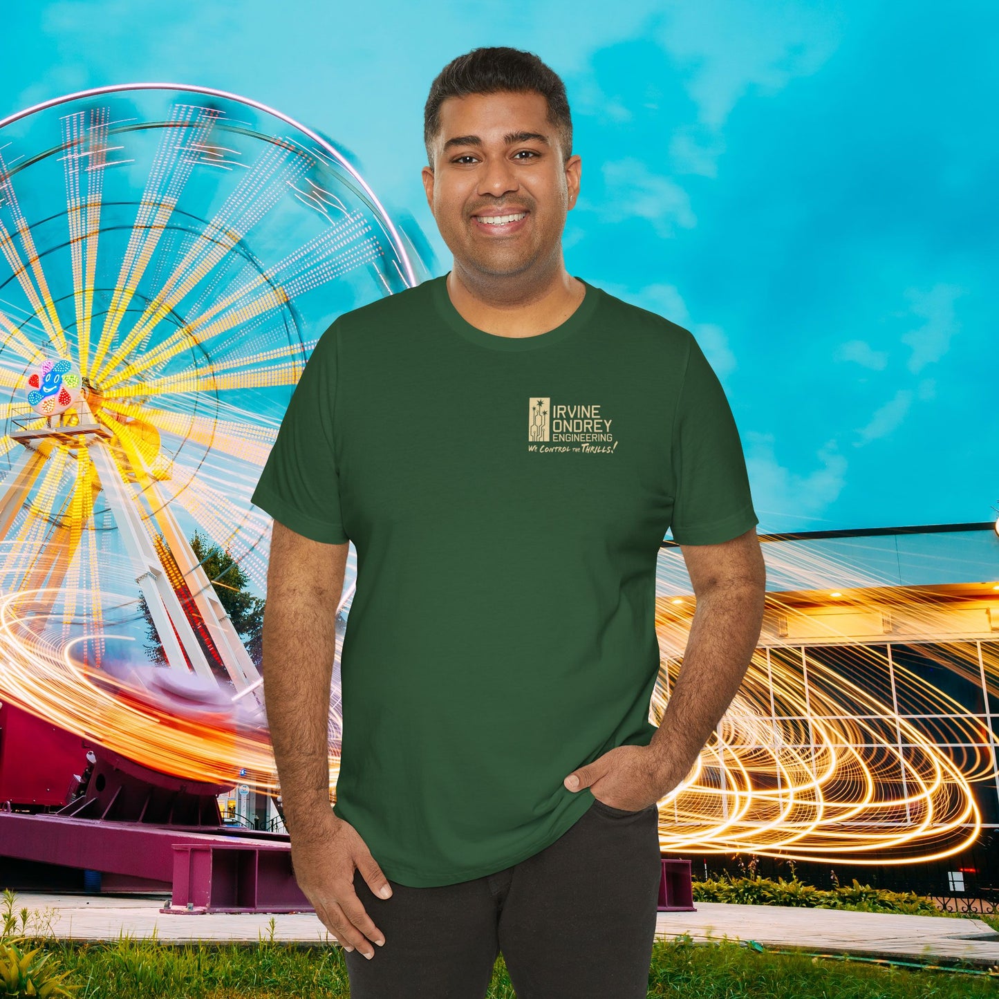 I Just Wanna Go Golfing & Ride Roller Coasters Tee (BACK graphic) • Irvine Ondrey Engineering