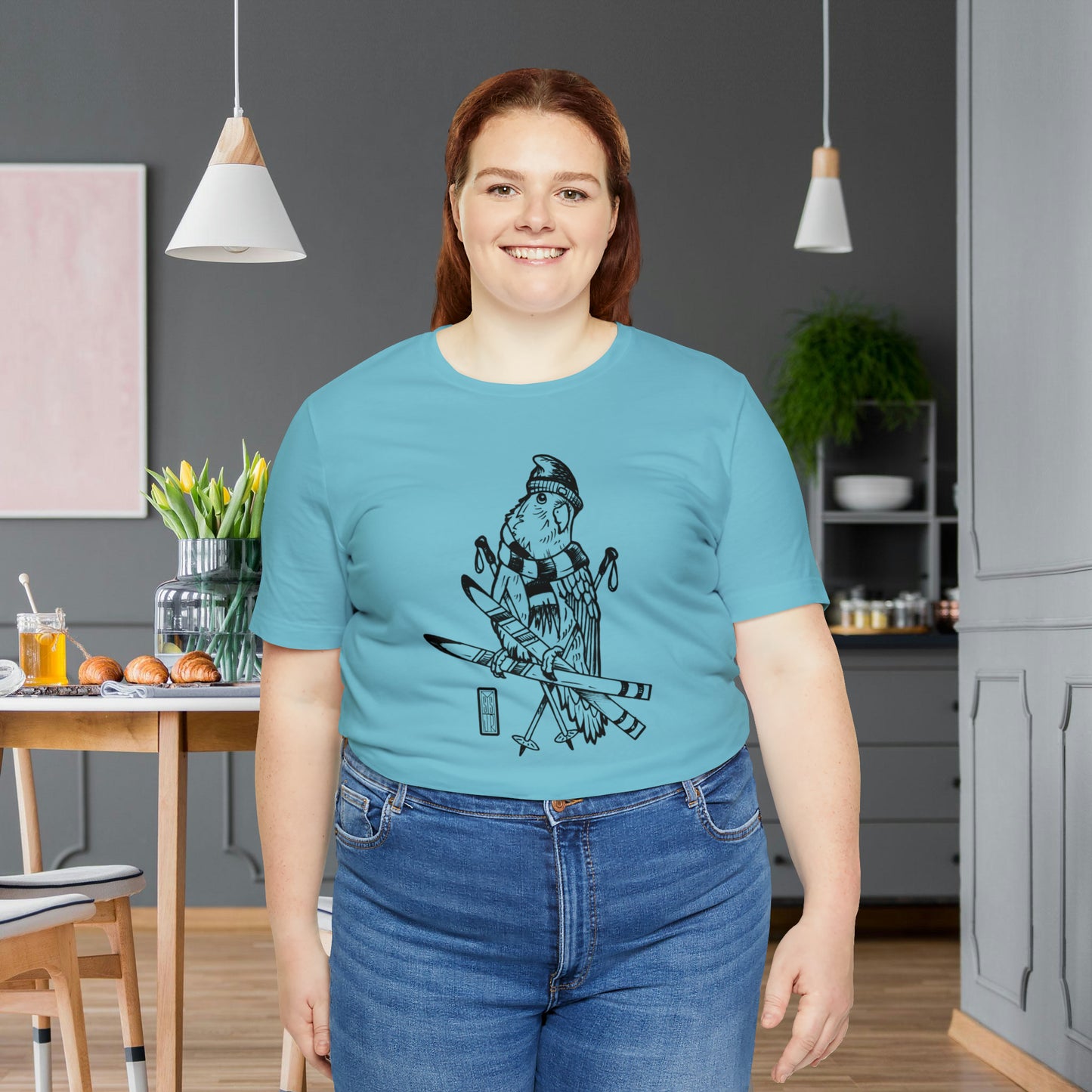 Lovebird Goes Skiing, Line Art Tee
