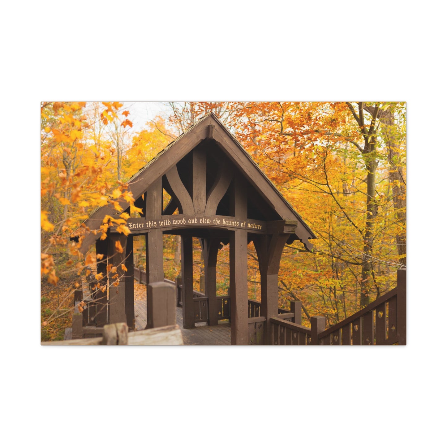 7 Bridges Trail’s Covered Bridge at Grant Park in South Milwaukee Wisconsin, Photography Canvas Wrap Wall Art