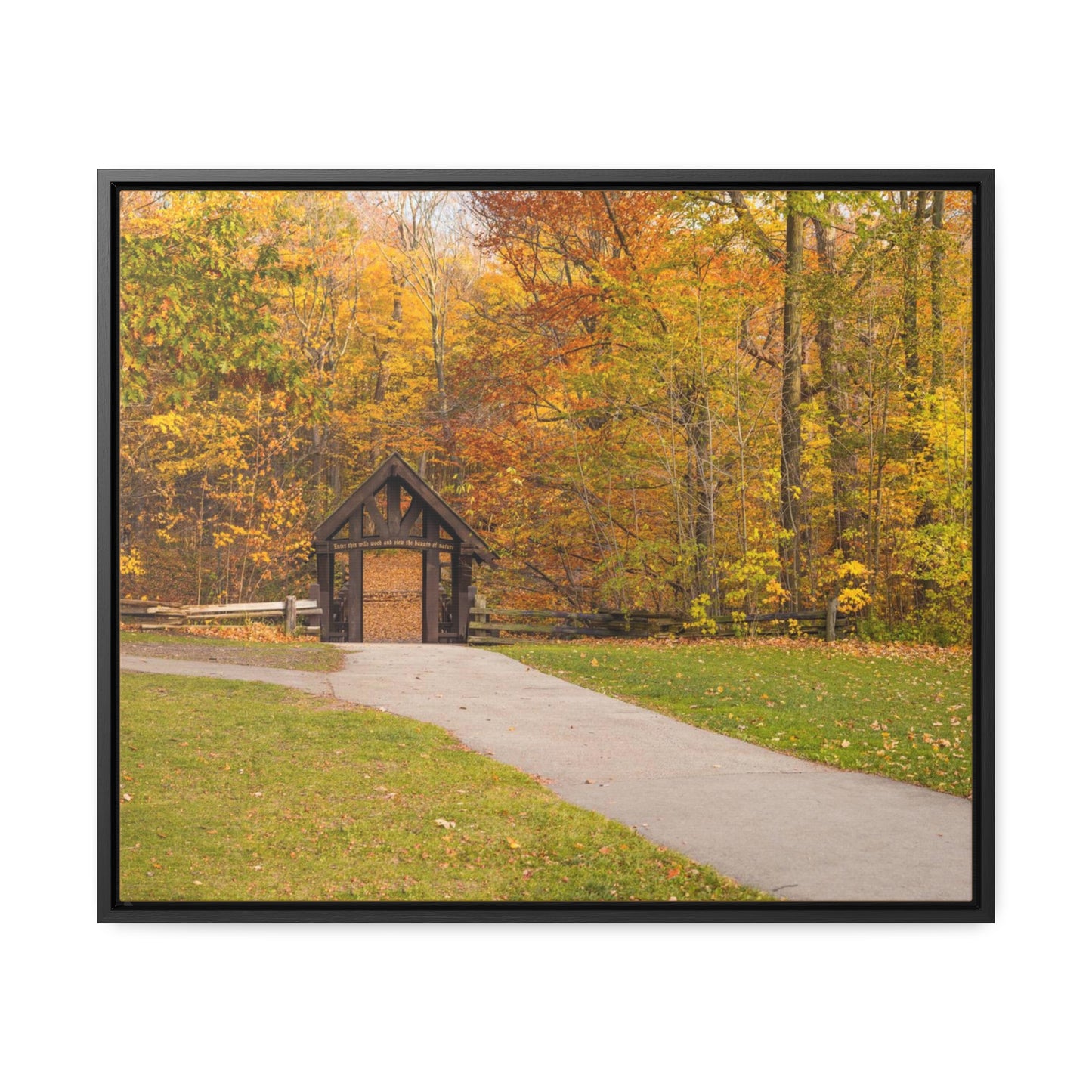Pont couvert de Seven Bridges Trail à Grant Park dans le sud de Milwaukee Wisconsin, photographie horizontale encadrée toile Wrap Wall Art