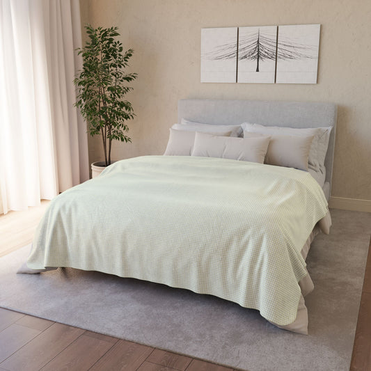 60" × 80" Beige Light Green & White Gingham Fleece Sherpa Blanket