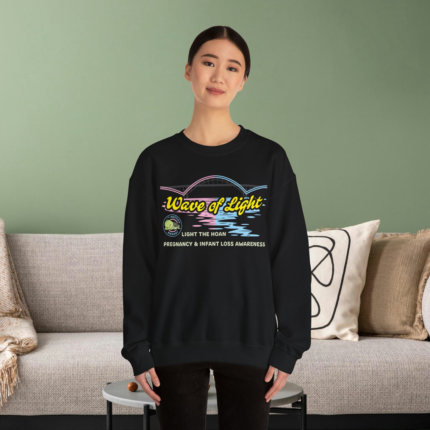 Mattie's Memory Wave of Light, Light the Hoan Bridge Sweatshirt, Milwaukee Wisconsin Infant & Pregnancy Loss Charity