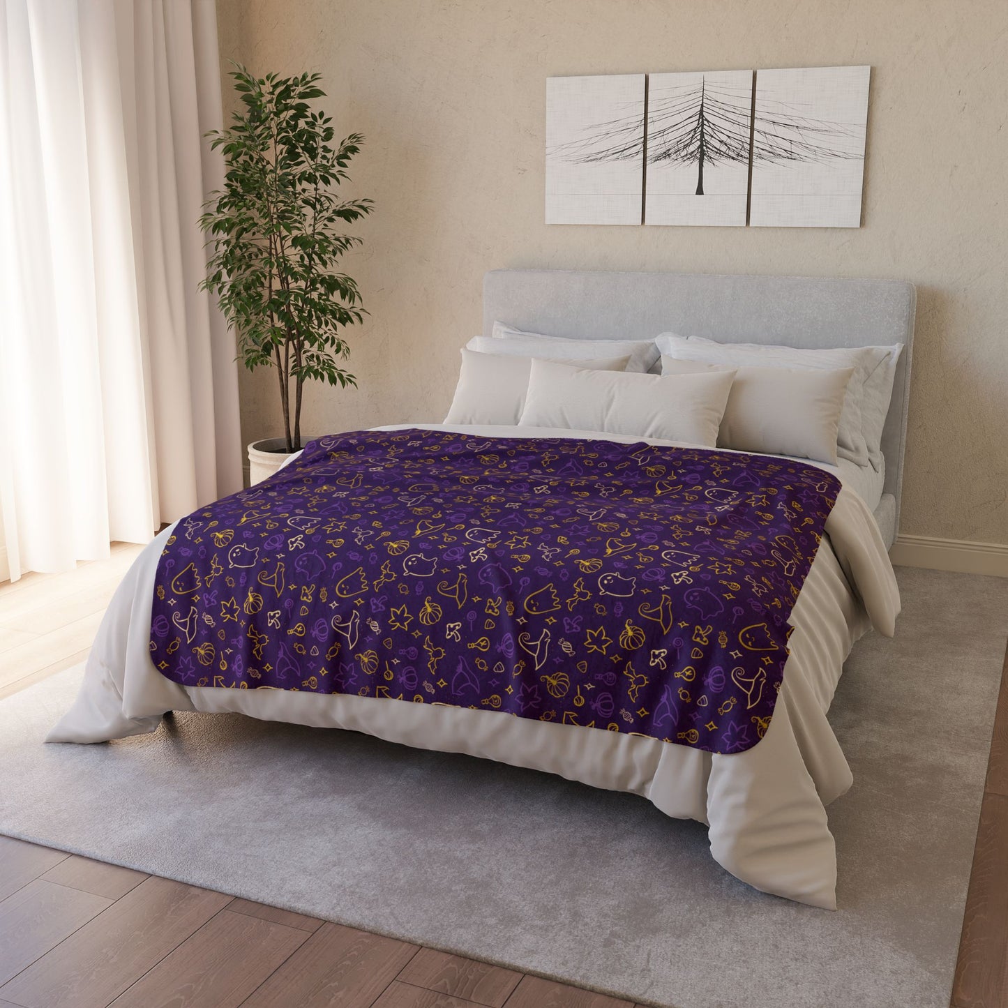 Intersex Pride Halloween Purple Fleece Sherpa Blanket