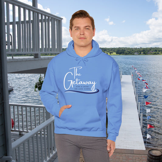 Carolina Blue The Getaway Restaurant at The French Country Inn Hoodie • Lake Geneva, Walworth County, WI