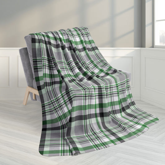 60" × 80" Grey Demiromantic Pride Plaid Fleece Sherpa Blanket