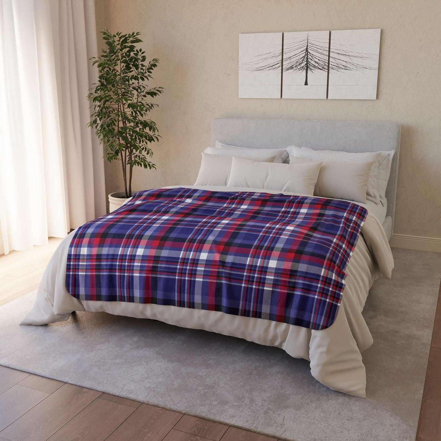 Leather Pride Plaid Fleece Sherpa Blanket