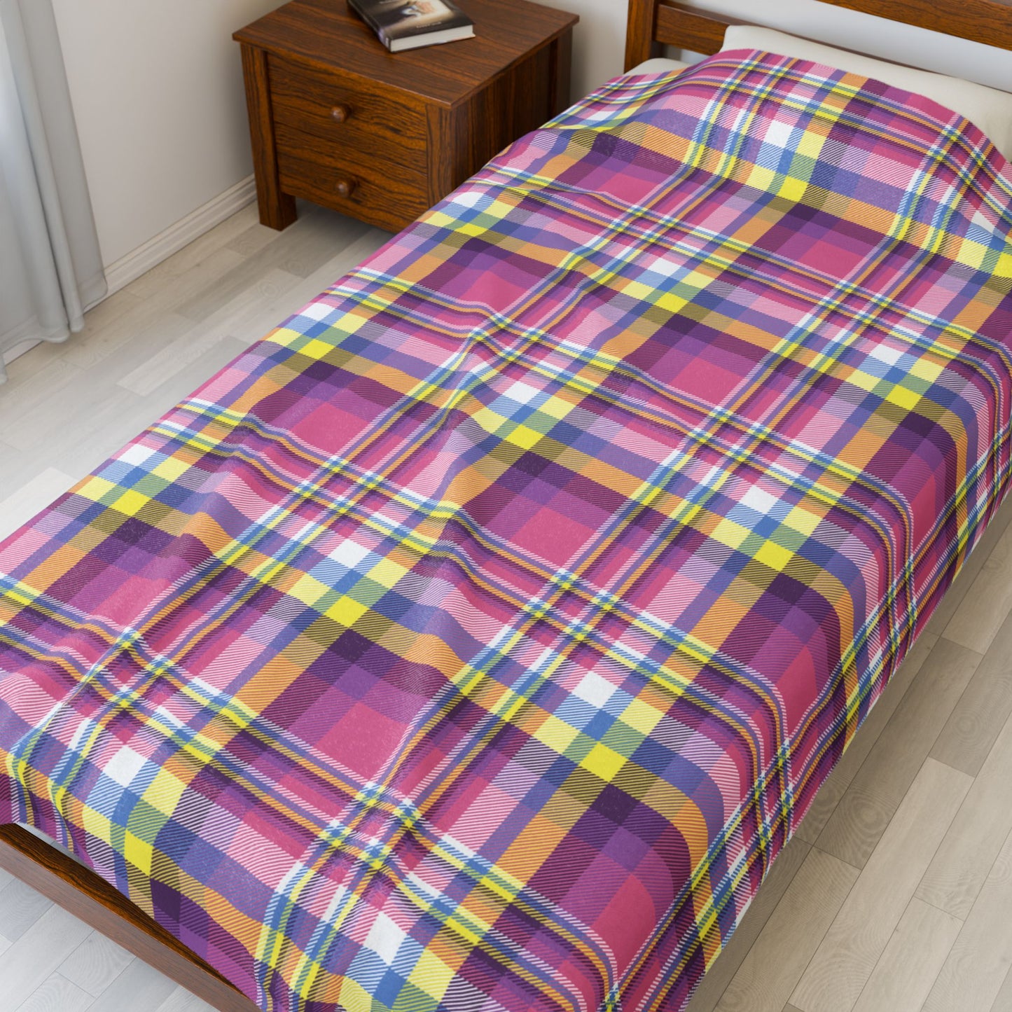 Bigender Yellow Pride Plaid Velveteen Plush Blanket