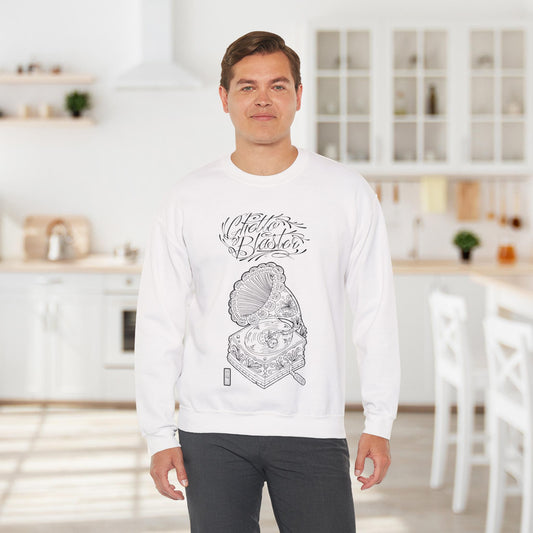 White Ghetto Blaster, Line Art Crew Neck Sweatshirt