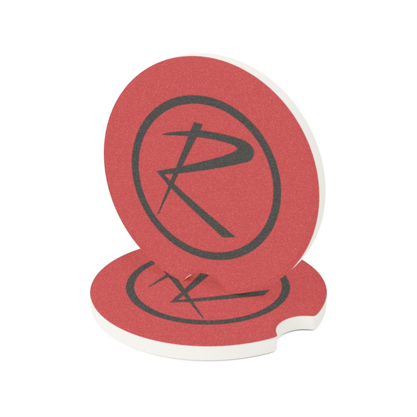 Rambler Logo Red & Black Soapstone Car Cup-Holder Coaster