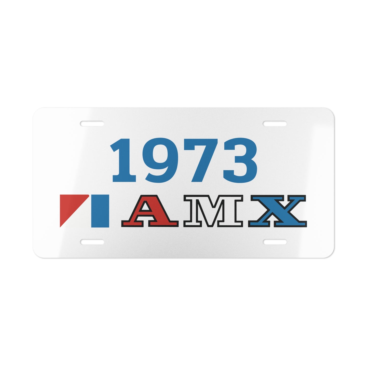 AMC Red, White & Blue AMX Logo Blue Year White Custom Vanity Plates