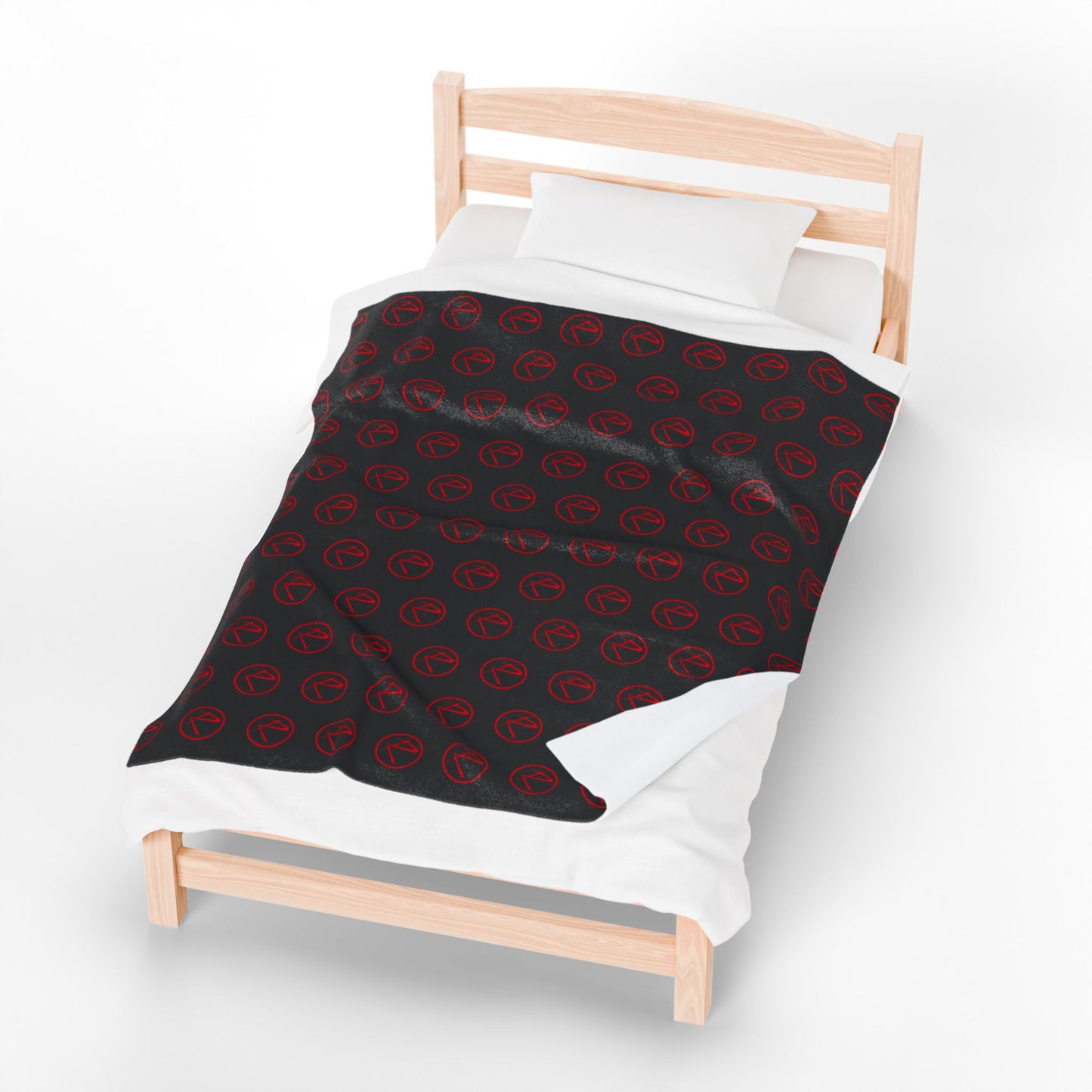 Velveteen Plush Rambler Red Logo Black Blanket