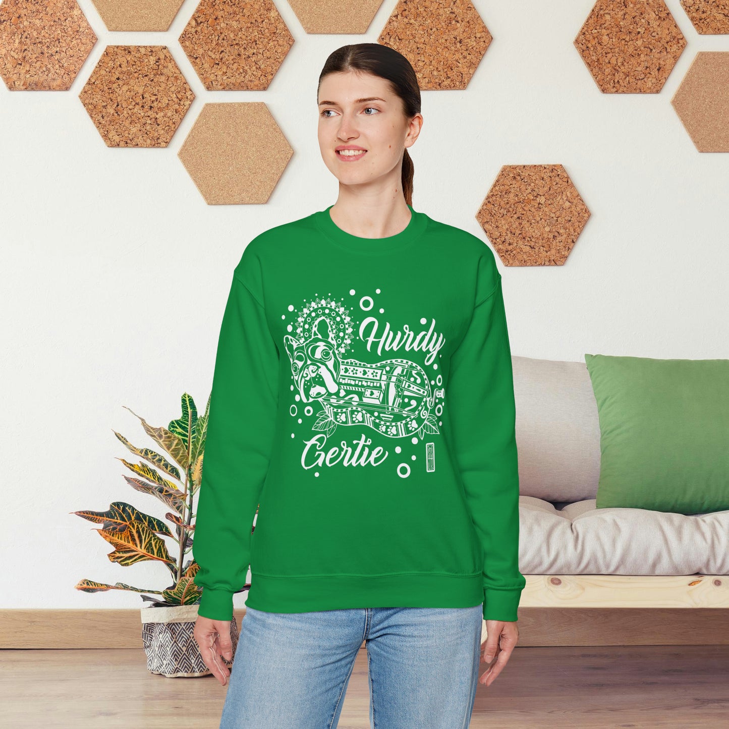 Hurdy Gertie Crew Neck Sweatshirt, Frenchton Dog Line Art Sweat Shirt
