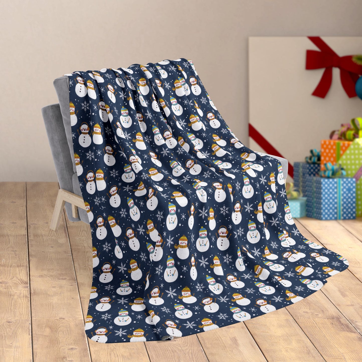 60" × 80" Grey Aromantic Asexual Pride Snowmen Fleece Sherpa Blanket