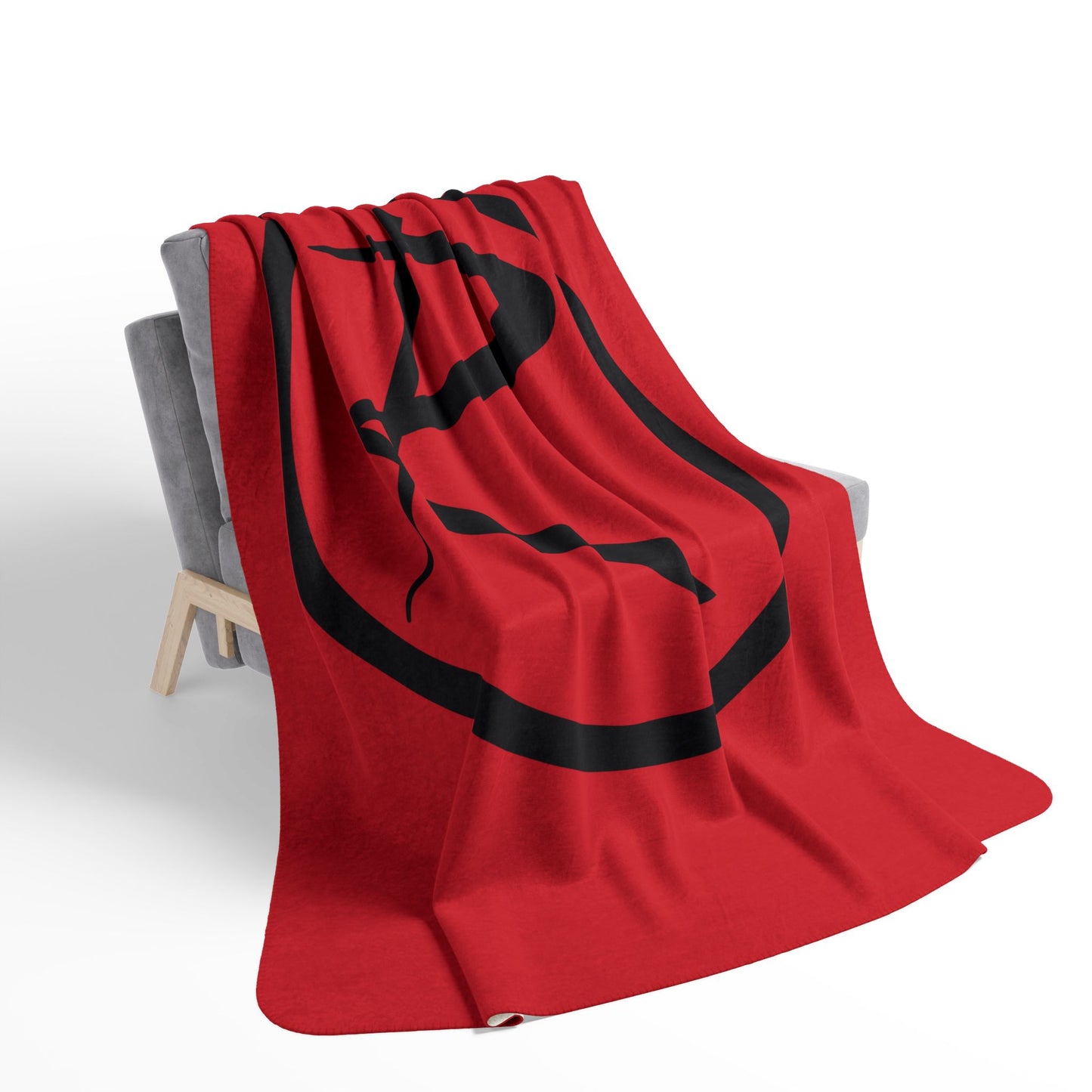 Rambler Black Logo Red Fleece Sherpa Blanket