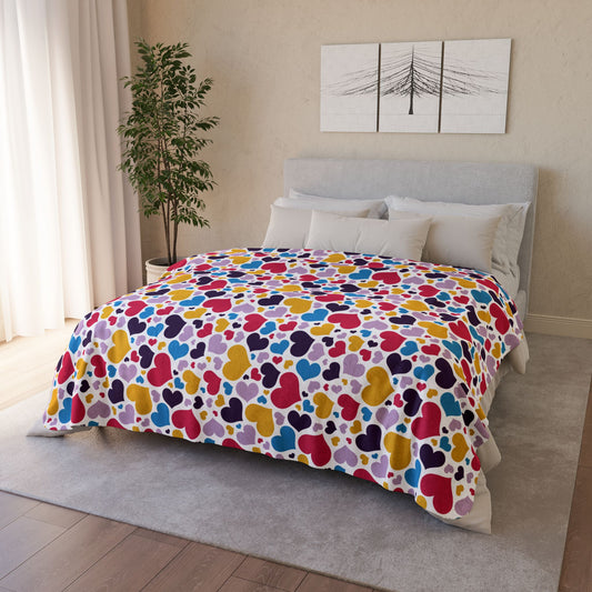 60" × 80" Beige Polyamory Pride Valentine’s Day Hearts White Fleece Sherpa Blanket