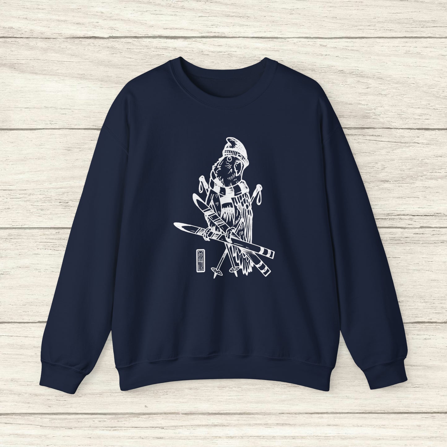Lovebird va a esquiar, sudadera con cuello redondo Line Art
