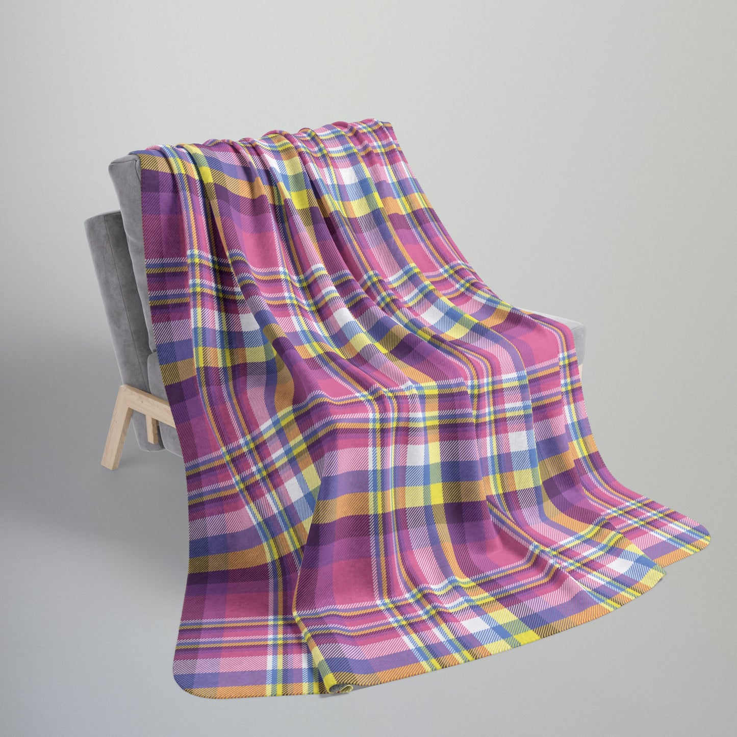 Bigender Yellow Pride Plaid Fleece Sherpa Blanket