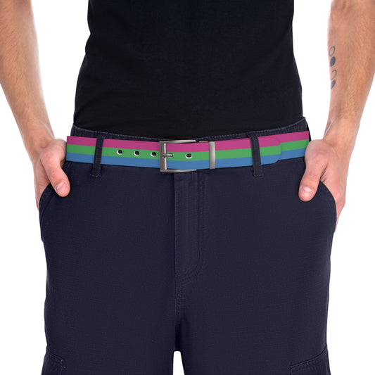 Gun Metal 50'' Polysexual Pride Flag Belt