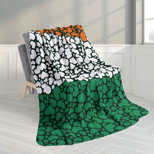 60" × 80" Grey Ivory Coast Flag Hearts Fleece Sherpa Blanket