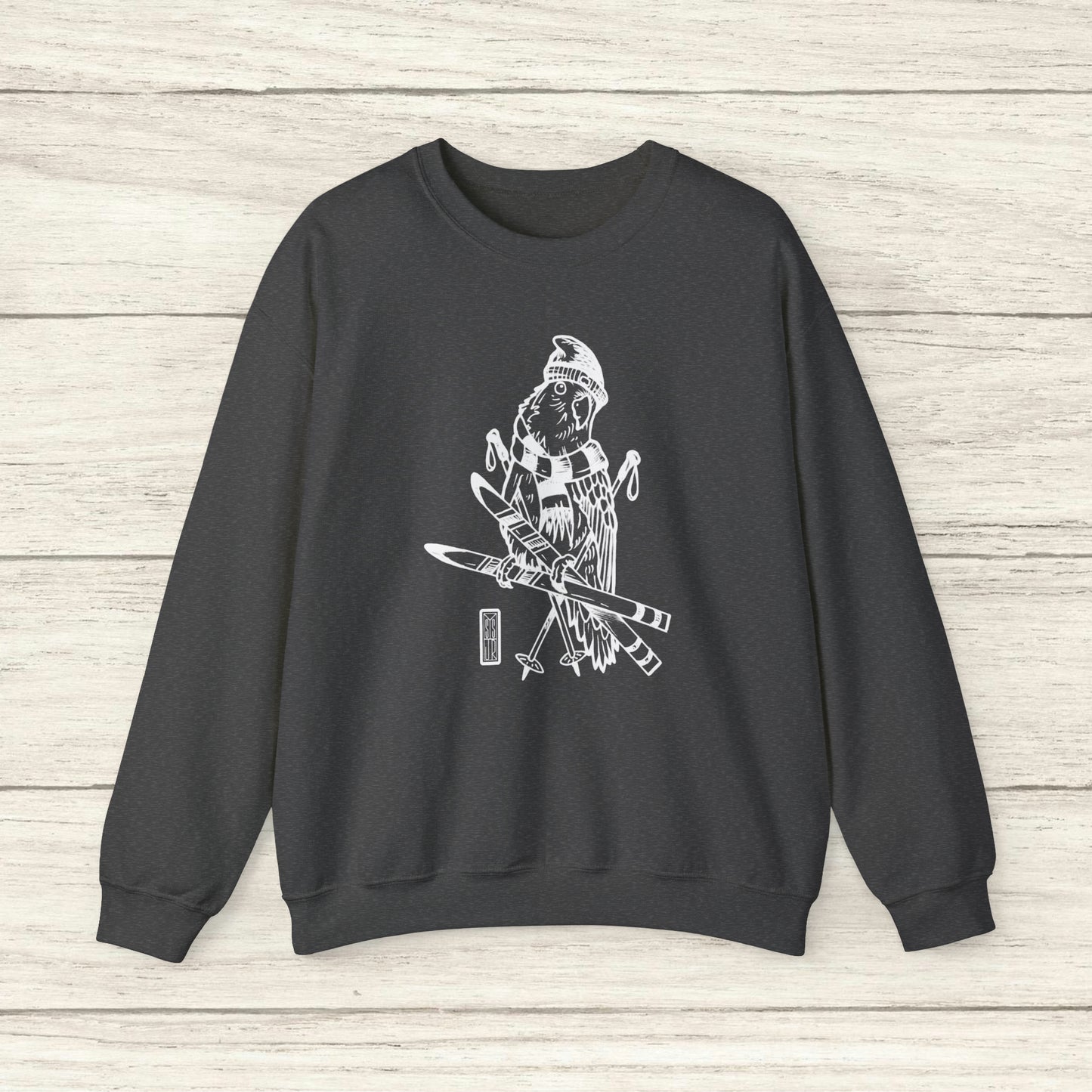 Lovebird va a esquiar, sudadera con cuello redondo Line Art