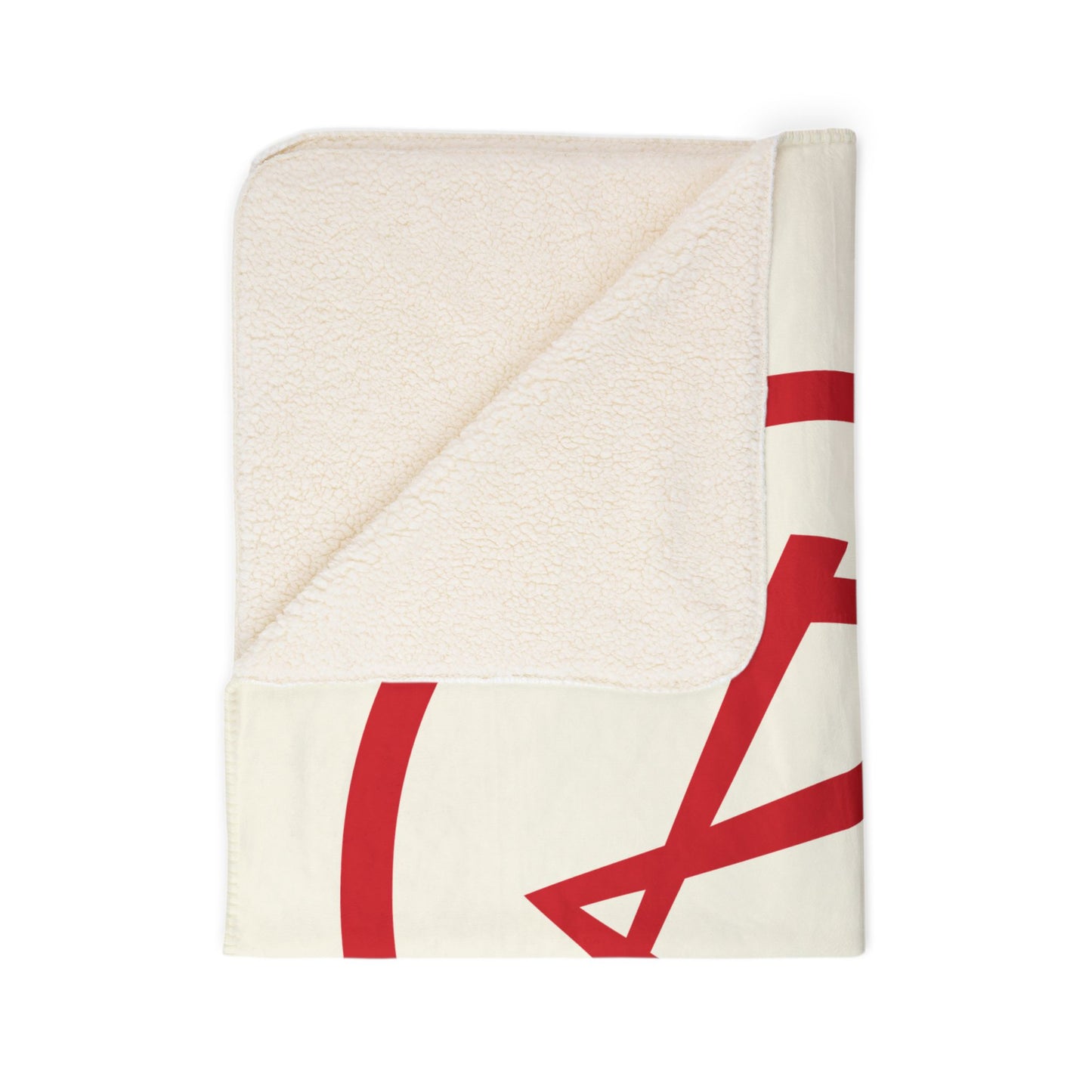 Rambler Red Logo Cream Fleece Sherpa Blanket