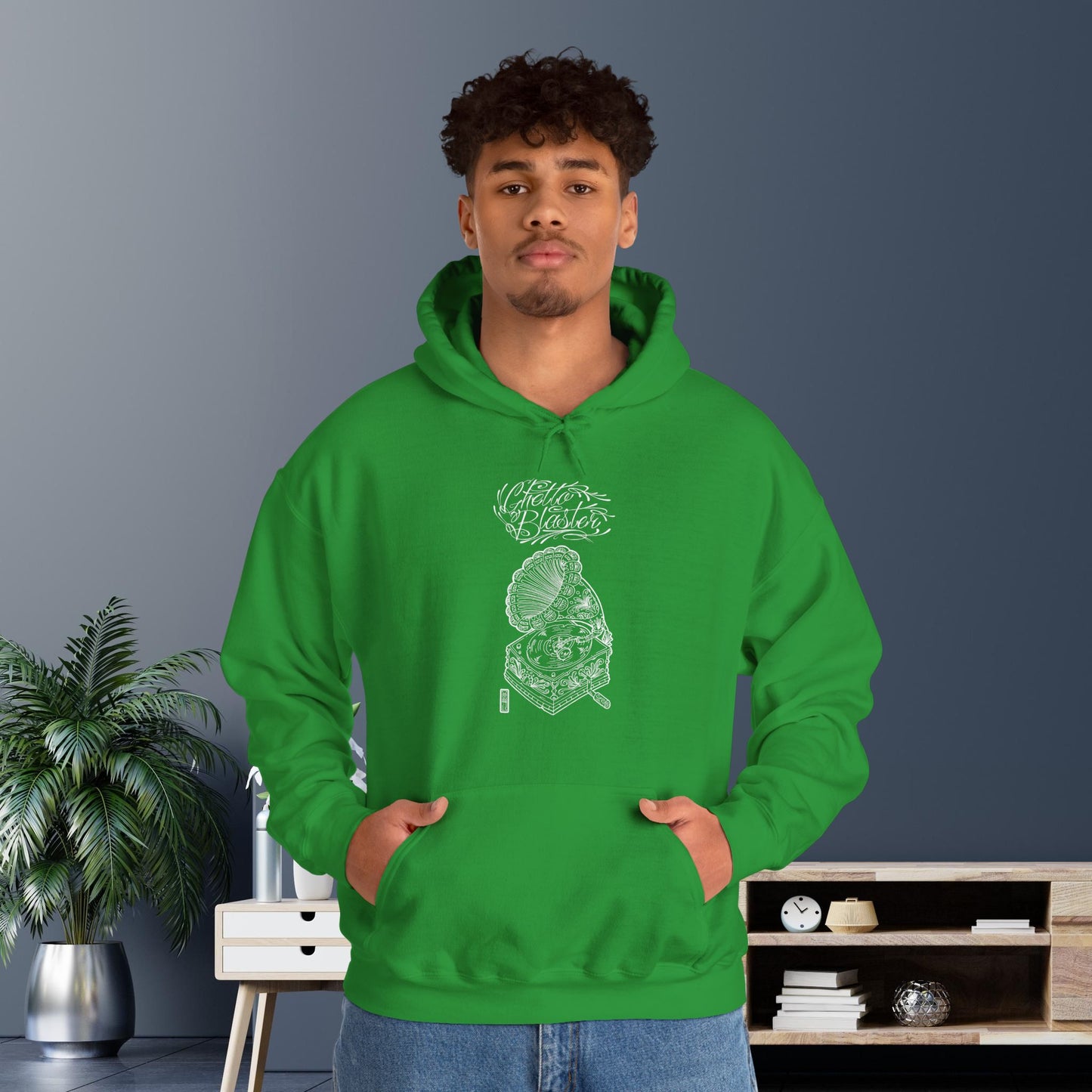 Ghetto Blaster, sudadera con capucha de arte lineal
