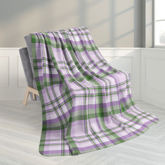 60" × 80" Grey Genderqueer Pride Plaid Fleece Sherpa Blanket
